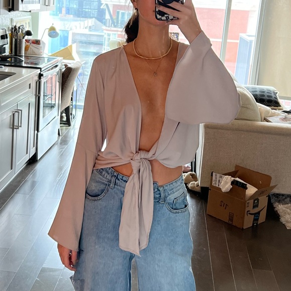 Satin tie top - Picture 1 of 3